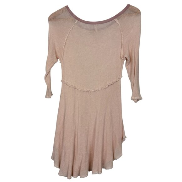 Free People Intimately Raw Hem Tunic Sz Medium Semi Sheer Soft Layering Pink - Picture 6 of 10